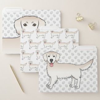 Happy English Cream Golden Retriever Cartoon Dog File Folder