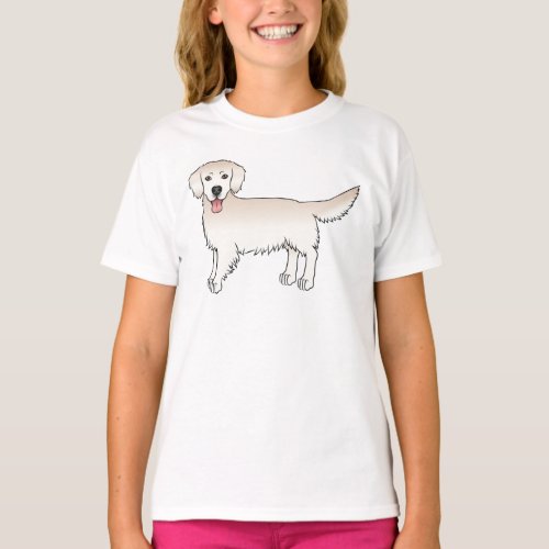 Happy English Cream Golden Retriever Cartoon Dog T_Shirt