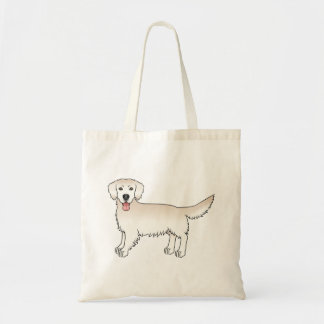 Happy English Cream Golden Retriever Cartoon Dog Tote Bag
