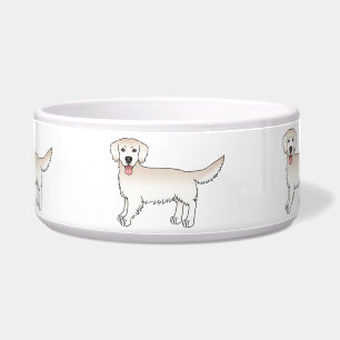 Happy English Cream Golden Retriever Cartoon Dogs Bowl