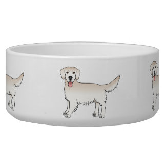 Happy English Cream Golden Retriever Cartoon Dogs Bowl