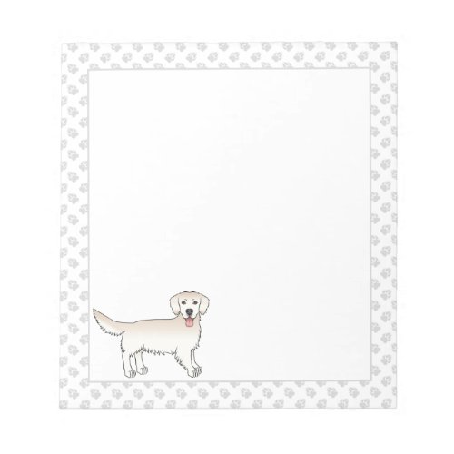 Happy English Cream Golden Retriever Dog With Paws Notepad