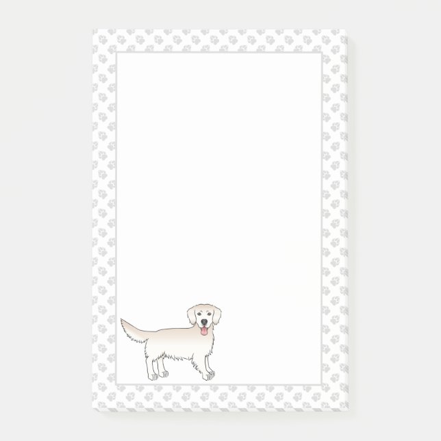 Happy English Cream Golden Retriever Dog With Paws Post-it Notes (Front)