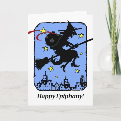 Happy Epiphany Befana Christmas Witch with Gifts Holiday Card
