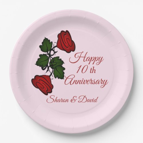 Happy Event Red Rose Paper Plates