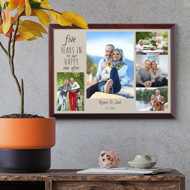 Happy Ever After 5th Wedding Anniversary Photo Award Plaque (Creator Uploaded)