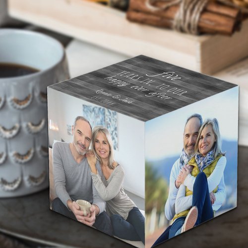 Happy Ever After Any Wedding Anniversary 4 Photo Cube