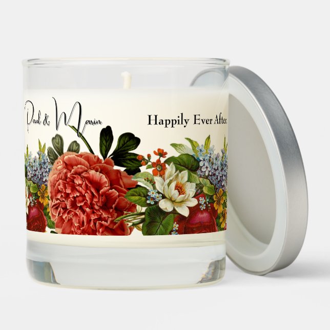 Happy Ever After BOHO retro floral tapestry Scented Candle (Lid)