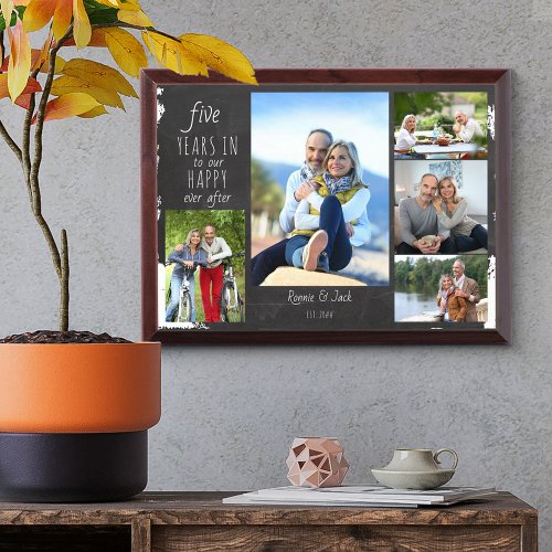 Happy Ever After Wedding Anniversary Photo Slate Award Plaque