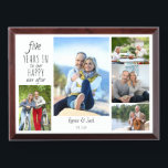 Happy Ever After Wedding Anniversary Wood Photo Award Plaque<br><div class="desc">Wedding Anniversary photo plaque which you can personalize for any years and 5 of your favorite pictures. The wording reads "# years in to our happy ever after" and the template is set up ready for you to add the anniversary year, your name and date established. The design has casual...</div>
