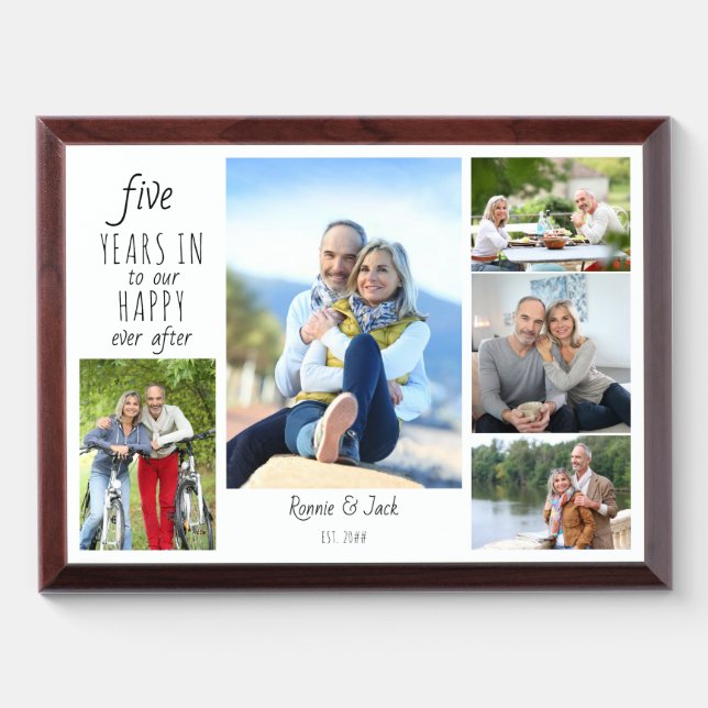 Happy Ever After Wedding Anniversary Wood Photo Award Plaque (Horizontal)