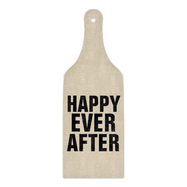 HAPPY EVER AFTER Wedding Gift Paddle Cutting Board (Front)