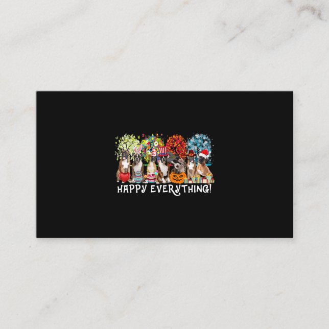 Happy Everything Boxer Dog Seasons All Year Tree L Business Card (Front)
