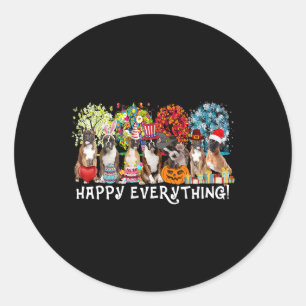 Happy Everything Boxer Dog Seasons All Year Tree L Classic Round Sticker