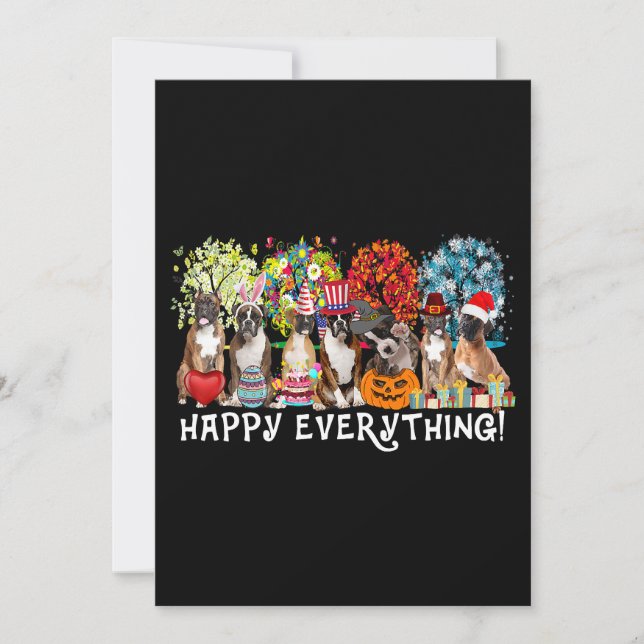 Happy Everything Boxer Dog Seasons All Year Tree L Invitation (Front)