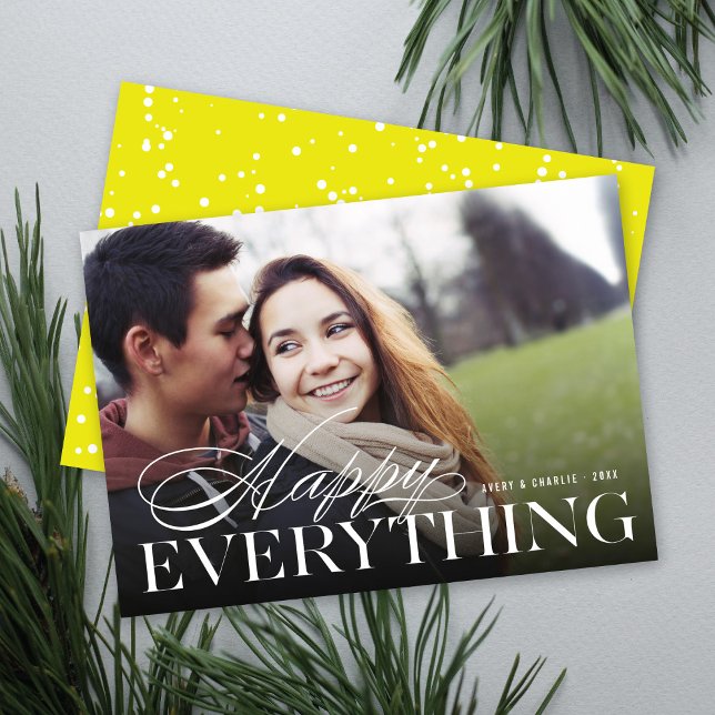 Happy Everything Classic Typography Modern Photo Holiday Card (Creator Uploaded)