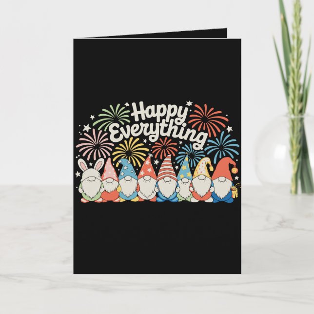 Happy Everything Gnomes All Year Every Holiday Card (Front)