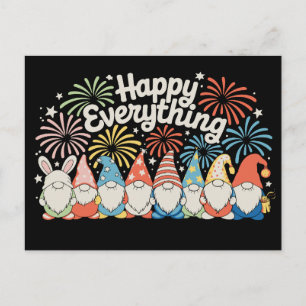 Happy Everything Gnomes All Year Every Holiday Postcard
