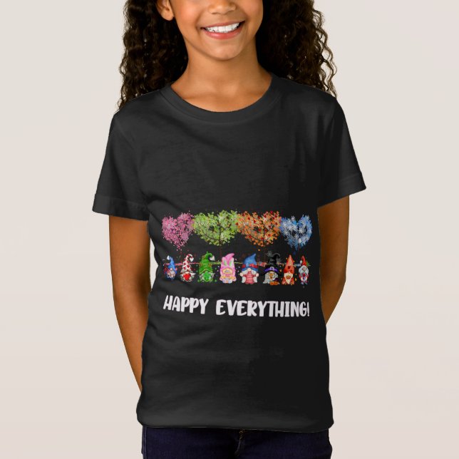 Happy Everything Gnomes Every Seasons All Year Tre T-Shirt (Front)