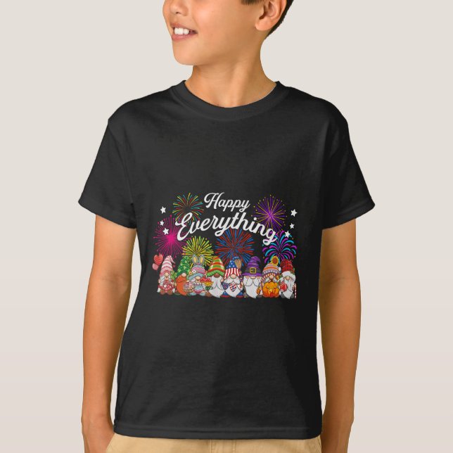 Happy Everything Gnomes For All Year Every Holiday T-Shirt (Front)