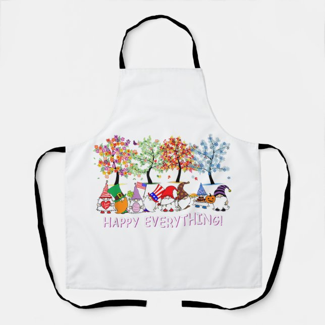 Happy Everything Gnomies Gnomes Holidays Christmas Apron (Front)