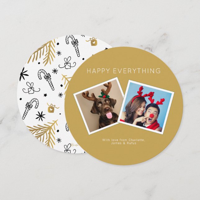 Happy Everything Gold Winter Foliage Photo Card (Front/Back)