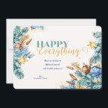 Happy Everything Holiday Card<br><div class="desc">A beautiful, watercolor, holiday card for everyone! Featuring teal and green pine branches, berries, stars and decorative baubles. (Image by pikisuperstar on Freepik). The card is easy to customize with your wording, font and font color. Not exactly what you're looking for? All our products can be custom designed to meet...</div>