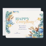 Happy Everything Holiday Card<br><div class="desc">A beautiful, watercolor, holiday card for everyone! Featuring teal and green pine branches, berries, stars and decorative baubles. (Image by pikisuperstar on Freepik). The card is easy to customize with your wording, font and font color. Not exactly what you're looking for? All our products can be custom designed to meet...</div>