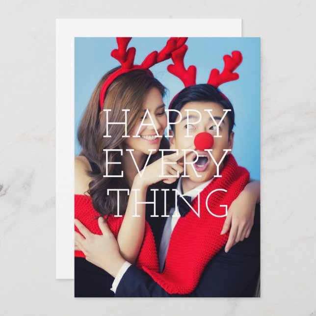 Happy Everything Holiday Photo Overlay Invitation (Front/Back)