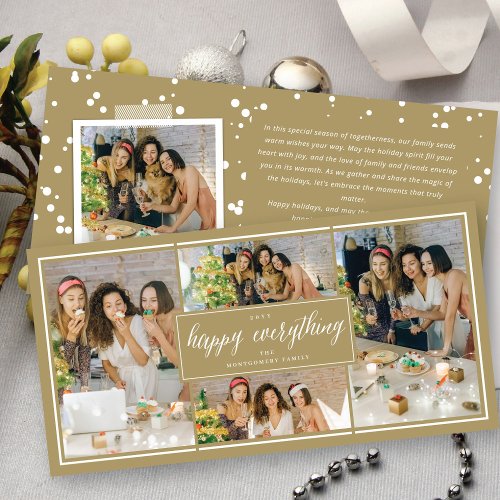 Happy Everything Simple White Script Photo Collage Holiday Card