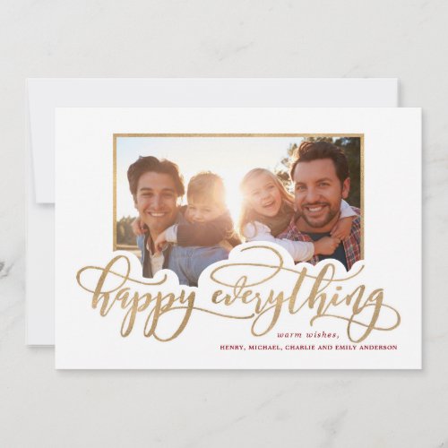 Happy Everything Whimsy Gold Script Holiday Photo