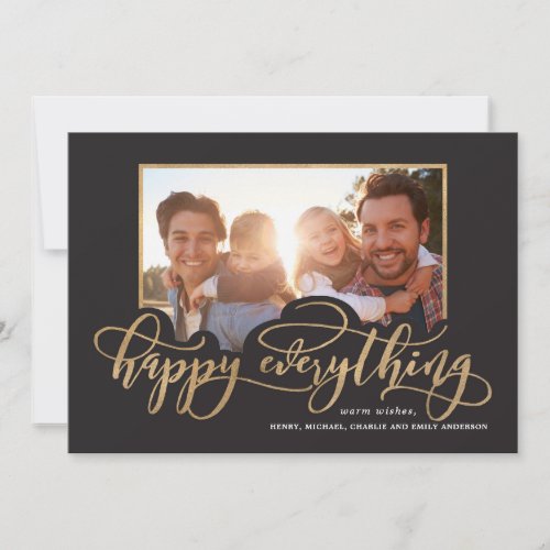 Happy Everything Whimsy Gold Script Holiday Photo