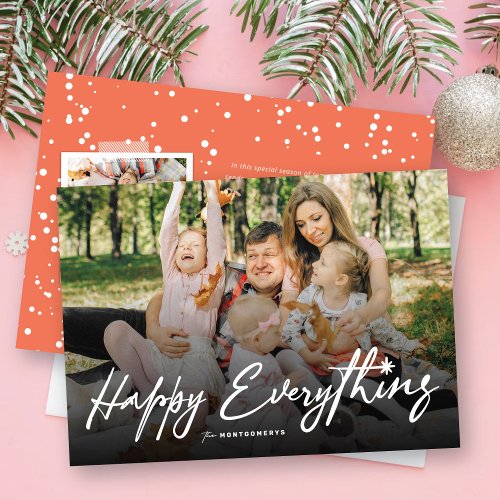 Happy Everything White Casual Script Simple Photo Holiday Card