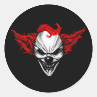 Happy Evil Clown Red Hair Classic Round Sticker