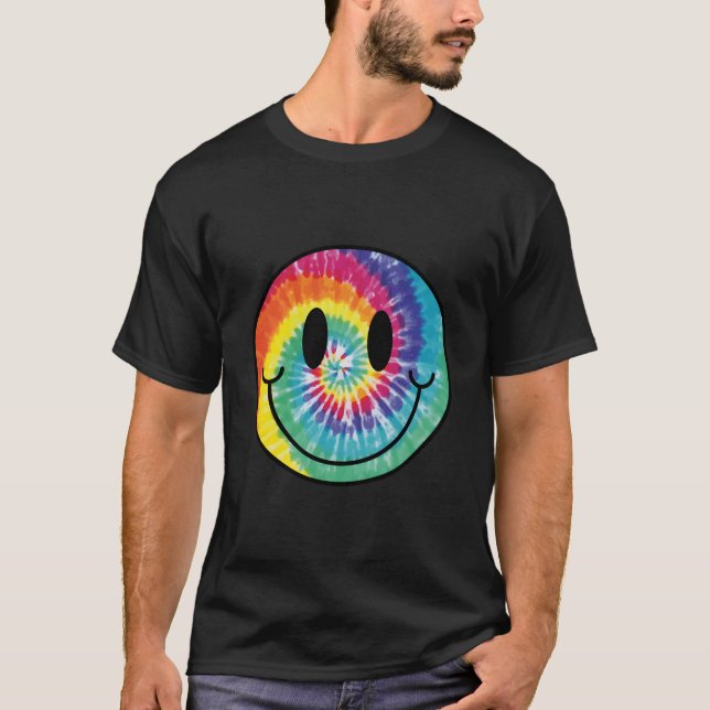 Happy Face Aesthetic Tie Dye Smile Face T-Shirt (Front)