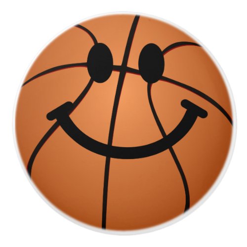 Happy face Basketball ball for sport fans Ceramic Knob