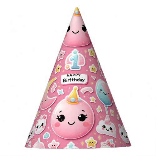 Happy face birthday party hat 