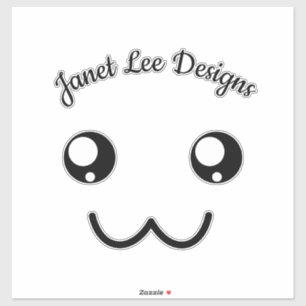 Happy Face Black With Name Sticker