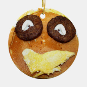 Happy Face Breakfast Ceramic Ornament