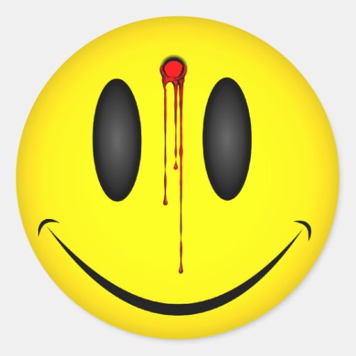 Happy Face Bullet Hole Classic Round Sticker | Zazzle