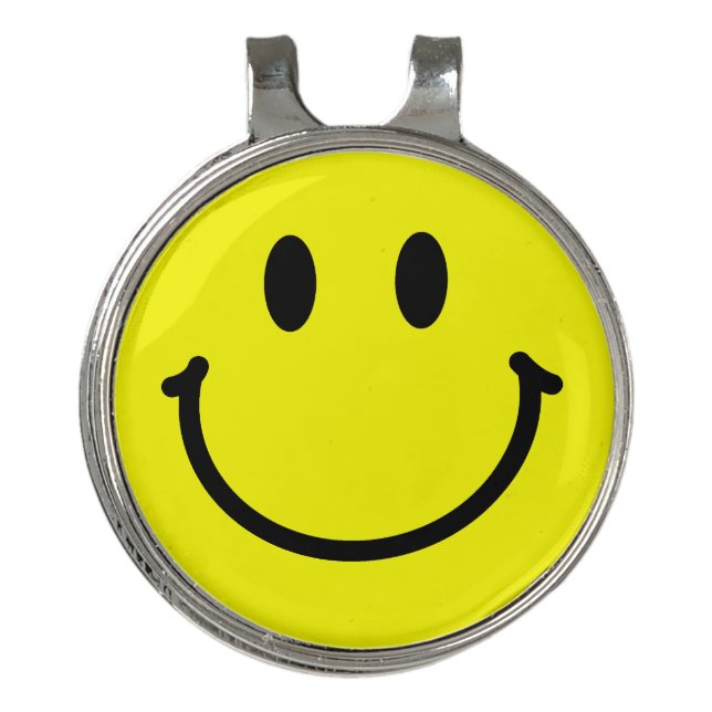 Happy Face Button Golf Hat Clip (Front)