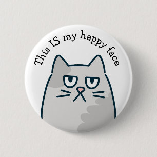 Happy Face Cat Button
