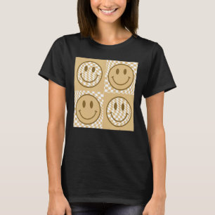 Happy Face   Checkered Pattern Smile Face Meme T-Shirt