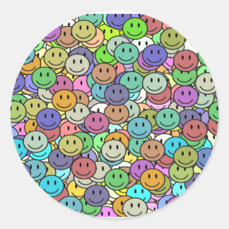 Happy face classic round sticker