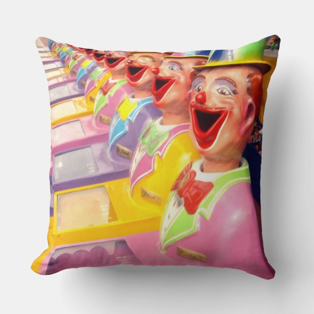 Happy Face Clowns, Large Throw Cushion. Pillow (Front)