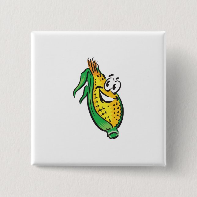 happy face corn on the cob button (Front)