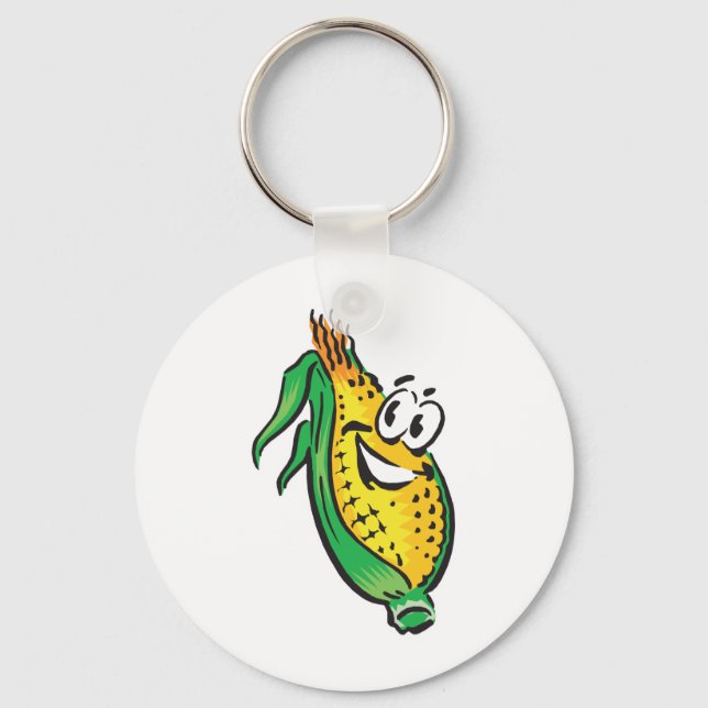happy face corn on the cob keychain (Front)