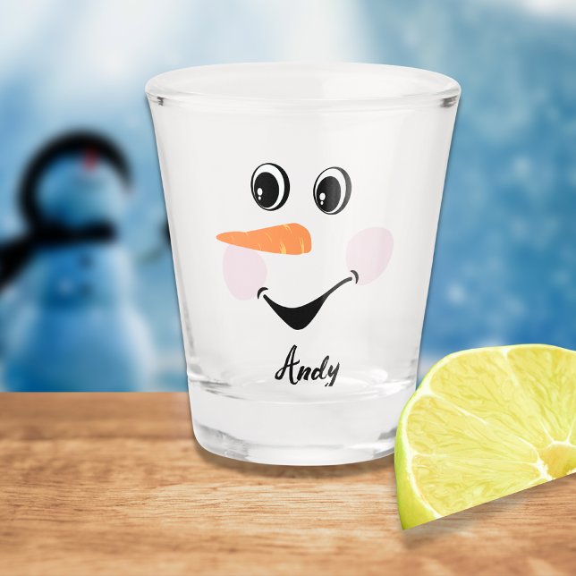 Happy Face Cute Custom Snowman Winter Holiday Shot Glass (Creator Uploaded)