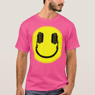 Happy Face Dj Headphones Edm Music T-Shirt