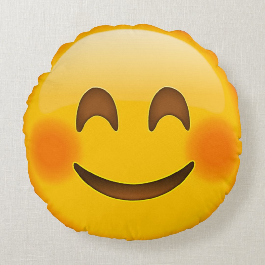 Happy Face Emoji Round Pillow | Zazzle